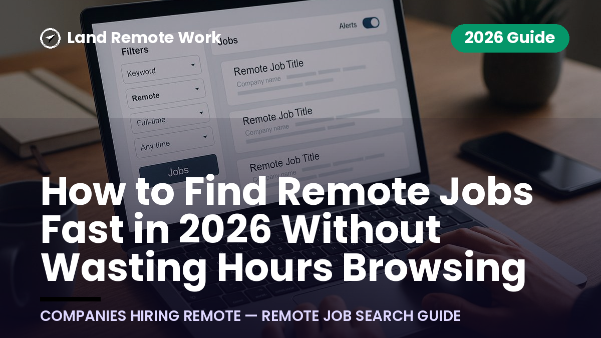 How to Find Remote Jobs Fast in 2026 Without Wasting Hours Browsing