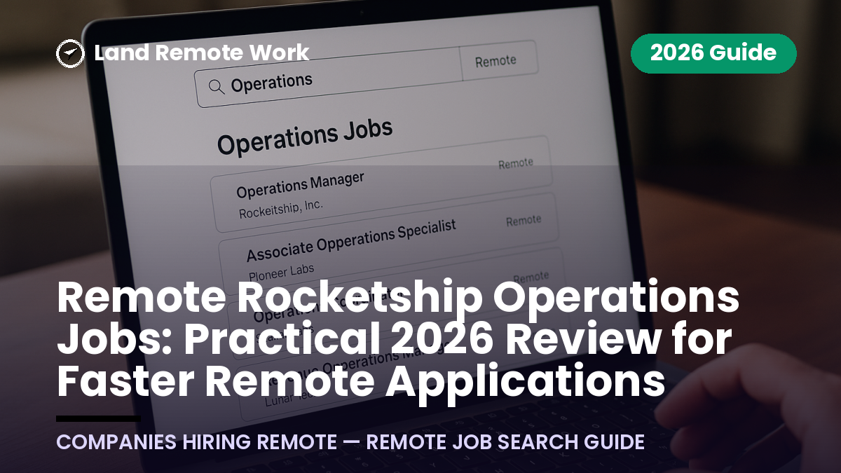 Remote Rocketship Operations Jobs: Practical 2026 Review for Faster Remote Applications